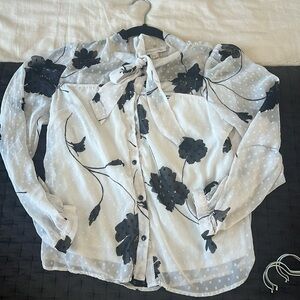 Black and white floral blouse